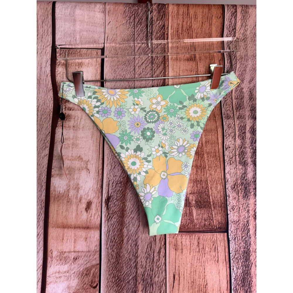 Skatie X Amber Fillerup Clark Floral Bikini Bottom Cheeky Green Vacation XL NWT